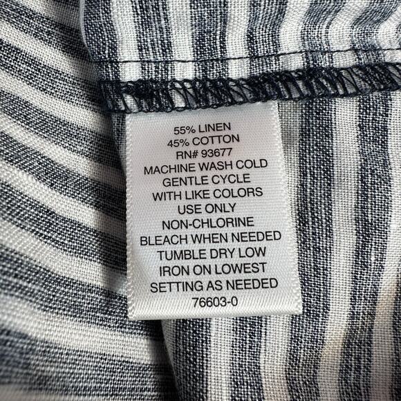 Liz Claiborne Size X Large Blue White Linen Blend Stripe Sleeveless Tank Top - Picture 9 of 9